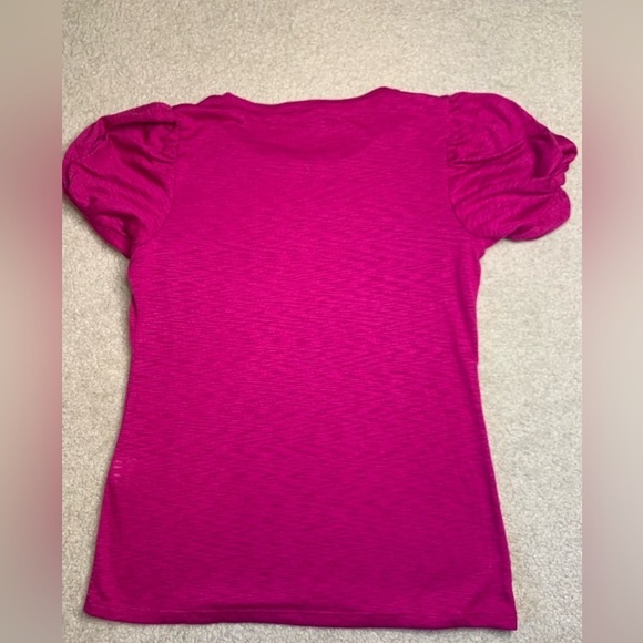 INC International Concepts Top Blouse Women Pink Puff Sleeve Size Medium - Picture 2 of 10
